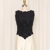 Tadashi Beaded Black Fitted Top
