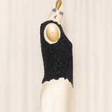 Tadashi Beaded Black Fitted Top