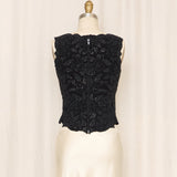 Tadashi Beaded Black Fitted Top