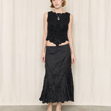 Rohen Chen Black Crinkled Skirt