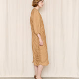 Nina Ricci Pleated Camel Silk Dress