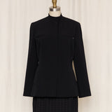 Vintage Black Structured Zip Up Blazer
