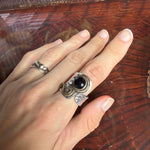 Vintage silver statement ring with black stone
