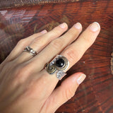 Vintage silver statement ring with black stone