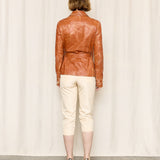 Plein Sud Burnt Orange Leather Biker Jacket