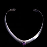 Sterling Silver Choker Necklace with Amethyst Stone