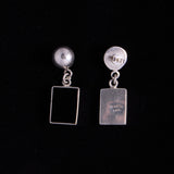 Sterling Silver Stud Earrings with Rectangular Black Onyx Stone