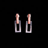 Sterling Silver Rectangular Earrings with Brown Stones