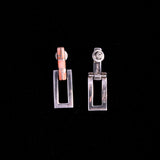 Sterling Silver Rectangular Earrings with Brown Stones