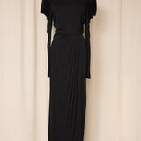 Vintage Jersey Gown Draped Shoulder