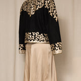 Oscar De La Renta Silver Gold Leather Embroideried Jacket
