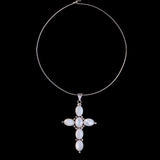Metal Choker Necklace with Sterling Silver and Mother of Pearl Cross Pendant