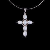 Metal Choker Necklace with Sterling Silver and Mother of Pearl Cross Pendant