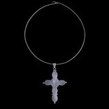Metal Choker Necklace with Sterling Silver and Mother of Pearl Cross Pendant