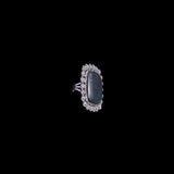 Sterling Silver Square Ring with Flower Over Stone