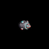 Sterling Silver Large Dome Ring with Coral & Turquoise