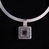 Sterling Silver Square Crystal Pendant Collar Necklace