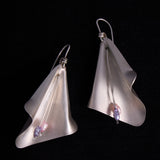 Vintage Sterling Silver Lily Flower with Pearls Earrings