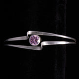 Sterling Silver Pink Gemstone Cuff Bracelet