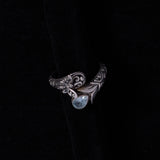 Sterling Silver Silver Ring with Blue Stone and Butterfly
