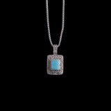 Sterling Silver Necklace with Rectangular Turquoise Pendant