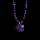 Amethyst Beads Necklace with Flower Pendant