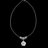 Sterling Silver Collar Necklace with Mother of Pearl Flower Pendant