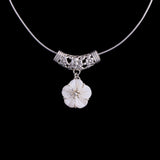 Sterling Silver Collar Necklace with Mother of Pearl Flower Pendant