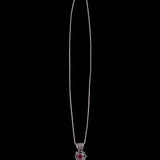 Sterling Silver Necklace with Flower and Ruby Pendant
