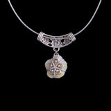 Sterling Silver Collar Necklace with Mother of Pearl Flower Pendant