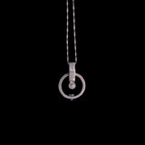 Vintage Sterling Silver Circle Pendant with Flowers and Pearl