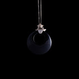 Black Onyx Pendant with Sterling Silver Flowers Necklace