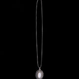 Sterling Silver Necklace with Mother of Pearl Oval Flower Shaped Pendant