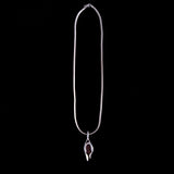 Vintage Sterling Silver Necklace with Amber Pendant