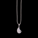 Sterling Silver Necklace with Drop Shaped Pendant with Purple Stone