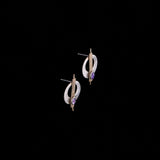 PTP Sterling Silver and Gold Filled Modernist Stud Errings with Purple Stone