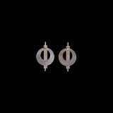 PTP Sterling Silver and Gold Filled Modernist Stud Errings with Purple Stone