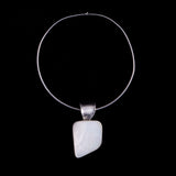 Sterling Silver Choker and Mother of Pearl Large Abstract Pendant Necklace