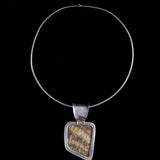Sterling Silver Choker and Mother of Pearl Large Abstract Pendant Necklace
