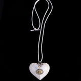 Mother of Pearl Heart Shaped Box Pendant on Cord