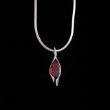 Vintage Sterling Silver Necklace with Amber Pendant