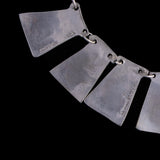 Sterling Silver Geometric Necklace with Red and Black Inlays