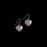 Sterling Silver Etched Heart Dangle Earrings