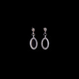 Burgundy Stone Silver Drop Earrings