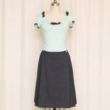 Courreges Vintage Grey Wool Pleated Skirt