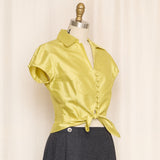 Peter Nygård Satin Collared Blouse in Mustard Yellow