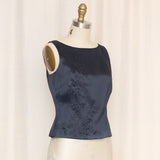 Ann Taylor 100% Silk Black Floral Beaded Top