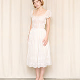 Antique White Puff Sleeve Midi Dress As Is