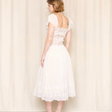 Antique White Puff Sleeve Midi Dress As Is