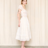 Antique White Puff Sleeve Midi Dress As Is